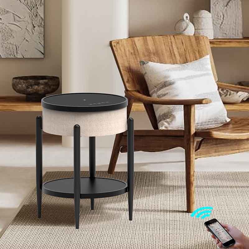 Wireless Phone Charging Side Table 65W RMS Built In Wireless Charger Nightstand