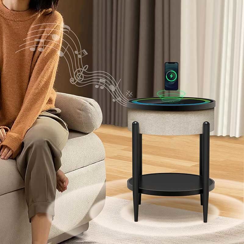 Altavoz Bluetooth moderno personalizado Mesa de cama Vidrio templado Carga inalámbrica