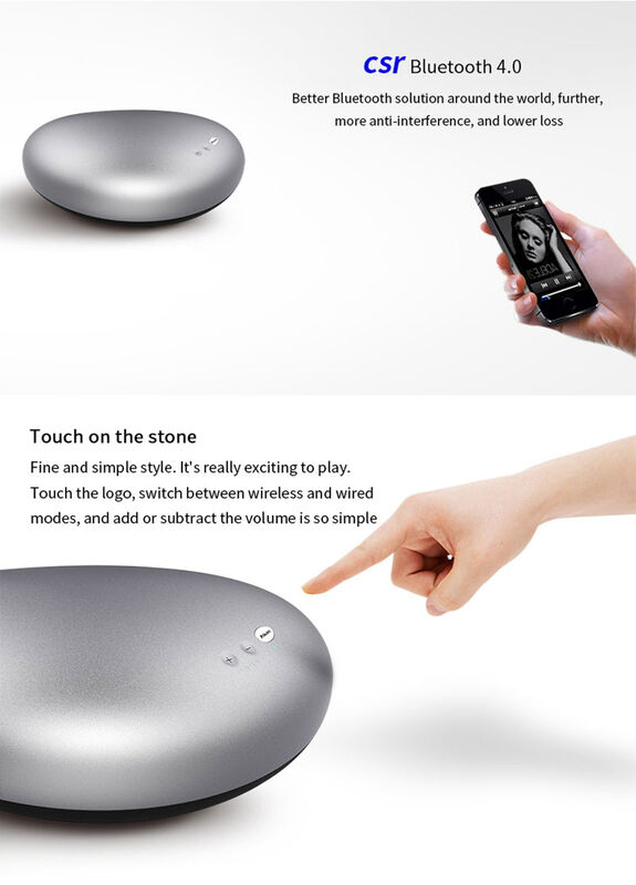 Pebble Design Wooden Bluetooth Speaker 25W Stereo Sound Touch Sensor For Bedroom