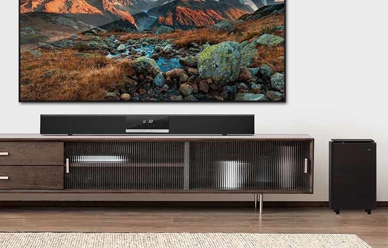 Σύστημα Soundbar 2.1 καναλιών ασύρματου οικιακού κινηματογράφου με διπλά μικρόφωνα Karaoke Subwoofer