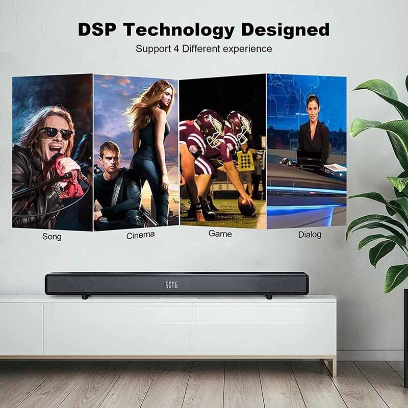 All In One TV sem fio Soundbar Bluetooth 5.0 Com alto-falante LED Display Design de pescoço pendurado