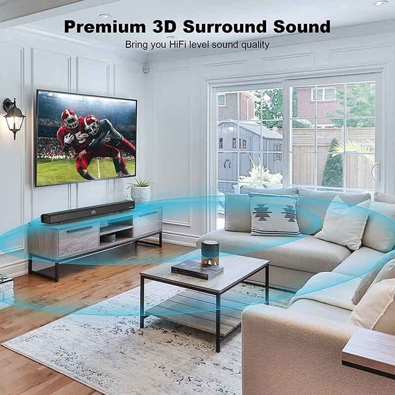 Home Theater All In One Bluetooth Speaker Soundbar 100W 2.1 Channel With Wooden Subwoofer