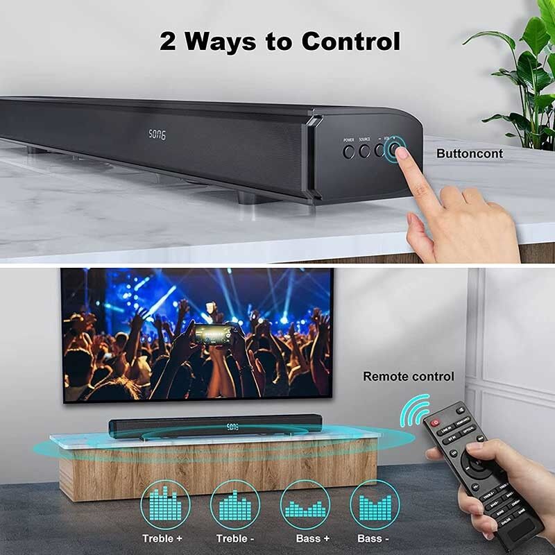 All In One Wireless TV Soundbar Bluetooth 5.0 With Speaker LED Display Hanging Neck Design