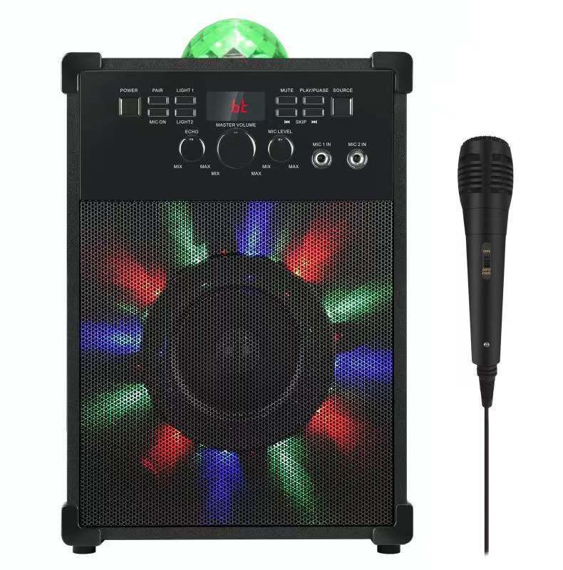 5W BT Portable Karaoke Lautsprecher mit drei Ziffern Rot LED-Display Wireless Wired Mikrofone