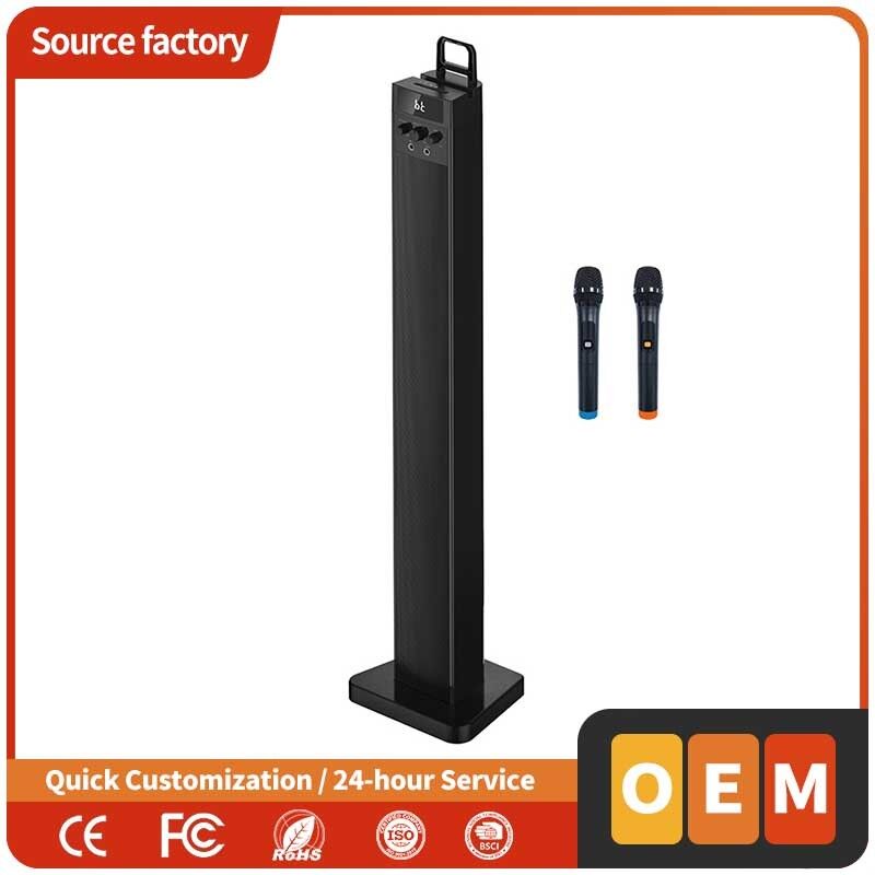 80W Tower Speaker with Wireless Dual Microphones, DSP Karaoke Sound Tower Bluetooth 5.0