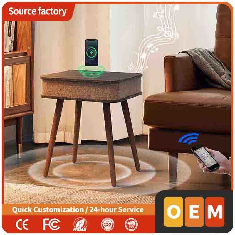 10W Wireless Charging 5W USB Charging LED Light Side Coffee Table with Remote Control