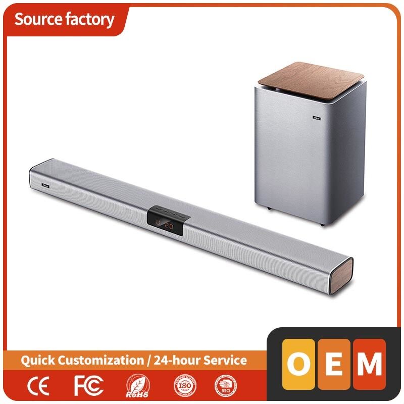 2.1 CH Soundbar with Wireless Subwoofer - Deep Bass, 120W Peak Power, HDMI ARC/Optical/Aux Connectivity, Slim Design for Home Theater, Easy Setup & Remote Control Included