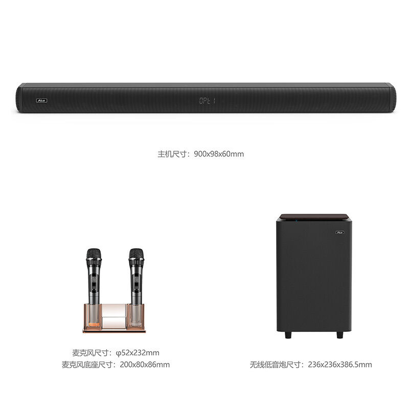 Factory 100W Wireless Karaoke Soundbar With 6.5 Inch Wireless Subwoofer Bluetooth 5.0 DSP Home Theater Sound Bar Support HDMI ARC