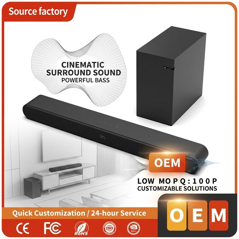 Cinema Soundbar Bluetooth Speaker Wireless Subwoofer 100W 2.1 Sound Bar with HDMI ARC Optical for Smart TV