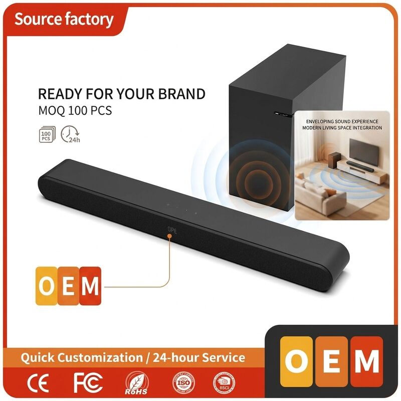 Wireless Soundbar Speaker 100W 2.1CH Bluetooth 5.1 Soundbar Speaker System 6.5