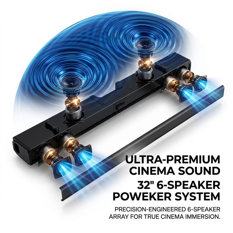 2.1 Channel Sound Bar for TV, Total 100W Power with Independent 60W Subwoofer, Bluetooth 5.0 DSP Surround Sound Home Theater System Support HDMI ARC/OPT/AUX/USB, Metal Grille & Wall Mount Kit Included