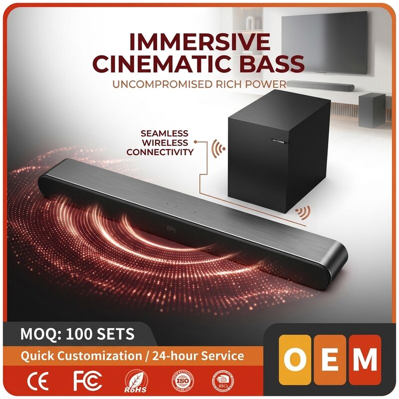 TV Soundbar Speaker ASW120-2.1U 100v-240v 2.1CH 60W Music Home Theater Deep Bass