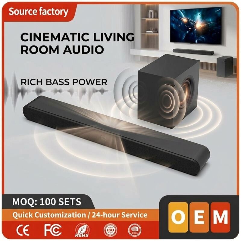 TV Soundbar Speaker AS510-2.1 100W 1000W Audio Surround Home Theater Deep Bass Wireless Subwoofer