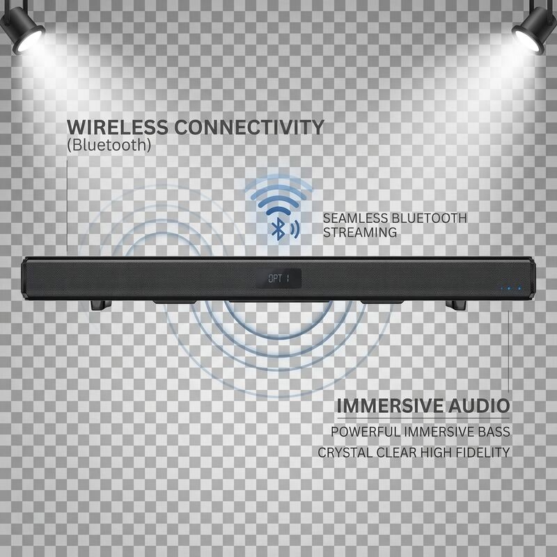 Wireless Soundbar Speaker ASW100-2.1U 100W 200W Deep Surround Sound ARC HDMI Deep Bass