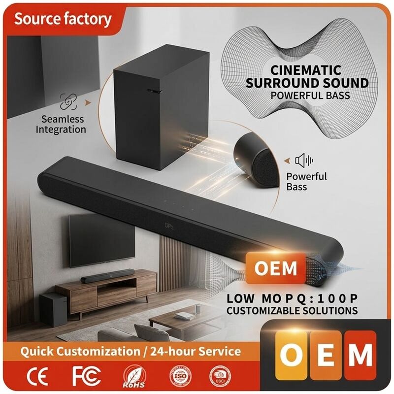 TV Soundbar Speaker AS510-2.1 100W 1000W Audio Surround Home Theater Deep Bass Wireless Subwoofer