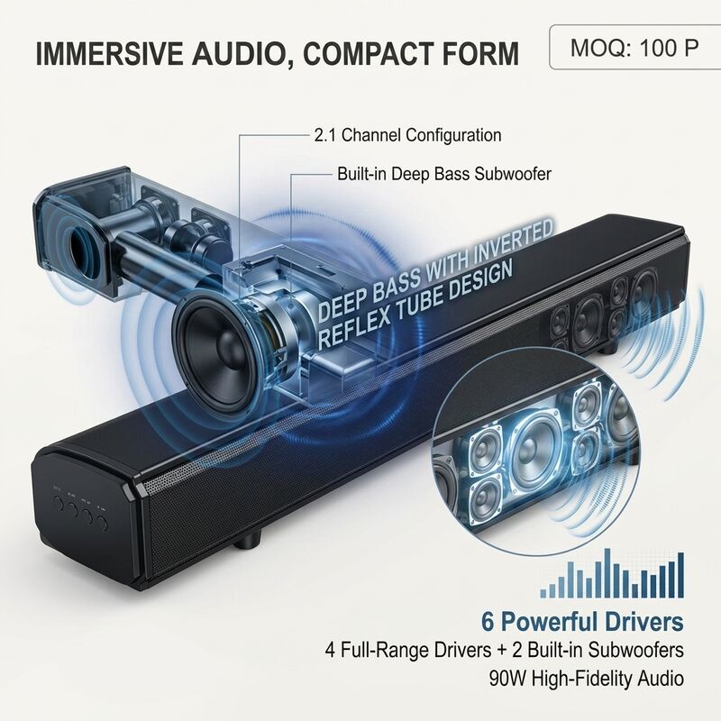 Home Theater Soundbar system ASW280-4.1U 140W Subwoofer 100W Heavy Bass Immersive Audio