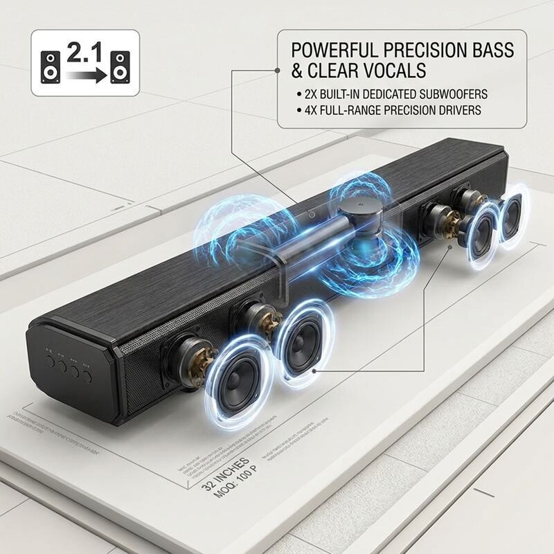 Home Theater Soundbar system ASW280-4.1U 140W Subwoofer 100W Heavy Bass Immersive Audio