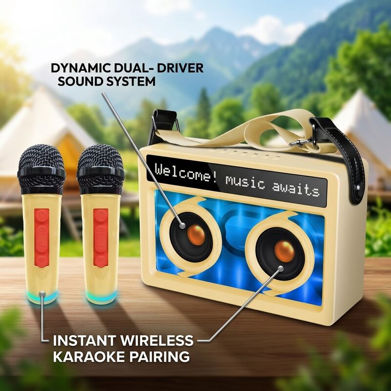 Wireless Portable Bluetooth Speaker AM1 65W 60W Wooden Bookshelf Outdoor Party Long Battery