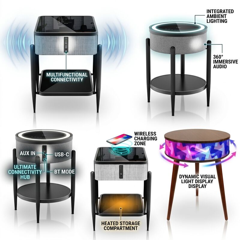 Smart Table With Speaker AT600 30W 5.1 Charging Coffee Wireless Charging Modern Bedroom