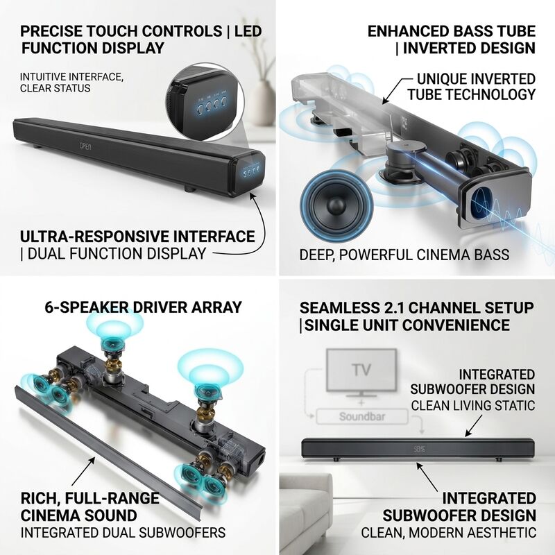 Home Theater Soundbar system ASW150-4.1UR 140W 200W 5.4 Heavy Bass Immersive Audio