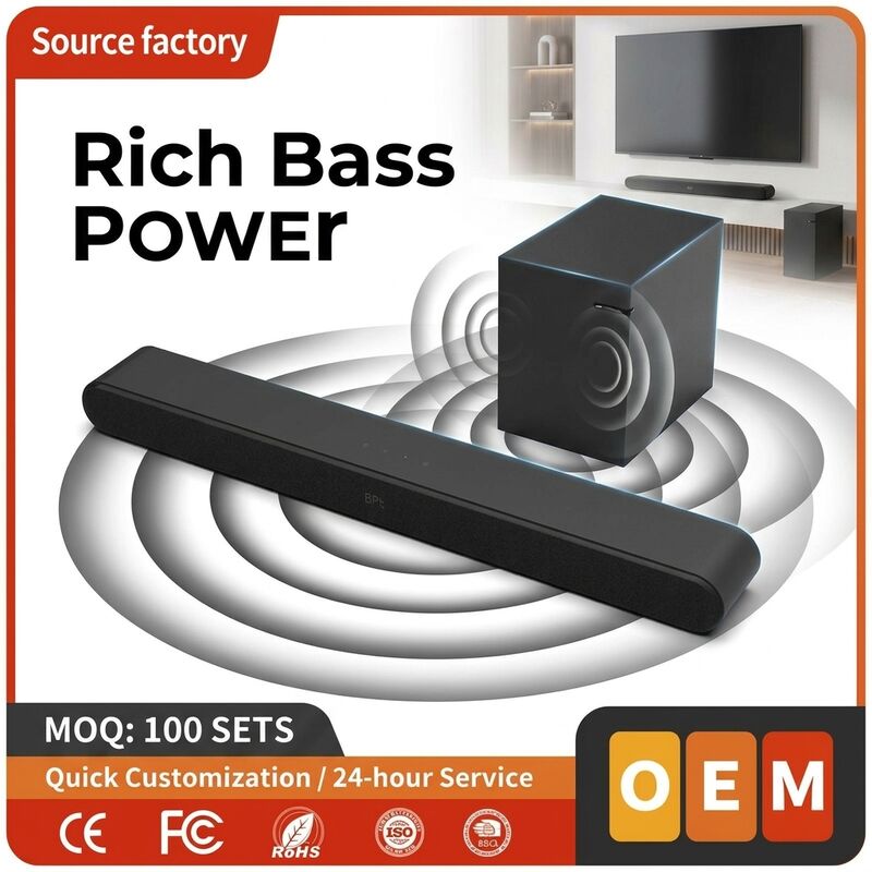 TV Soundbar Speaker ASW540-2.1 60W DSP Subwoofer Bluetooth 5.0 Home Theater Deep Bass