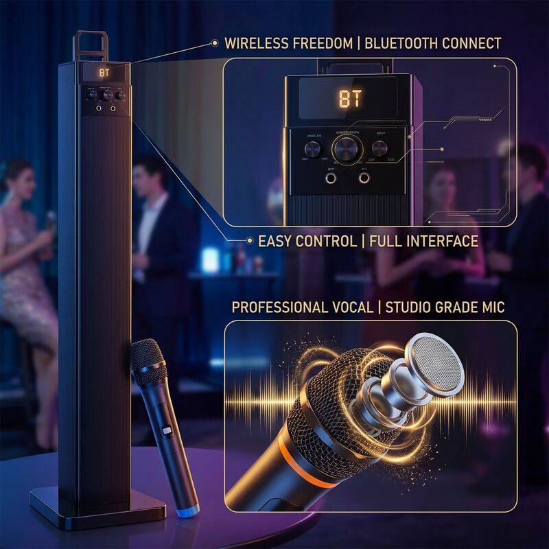 Home Karaoke Speaker AT620 80W RMS Tower Outdoor Karaoke Party Tower Design Powerful Bass