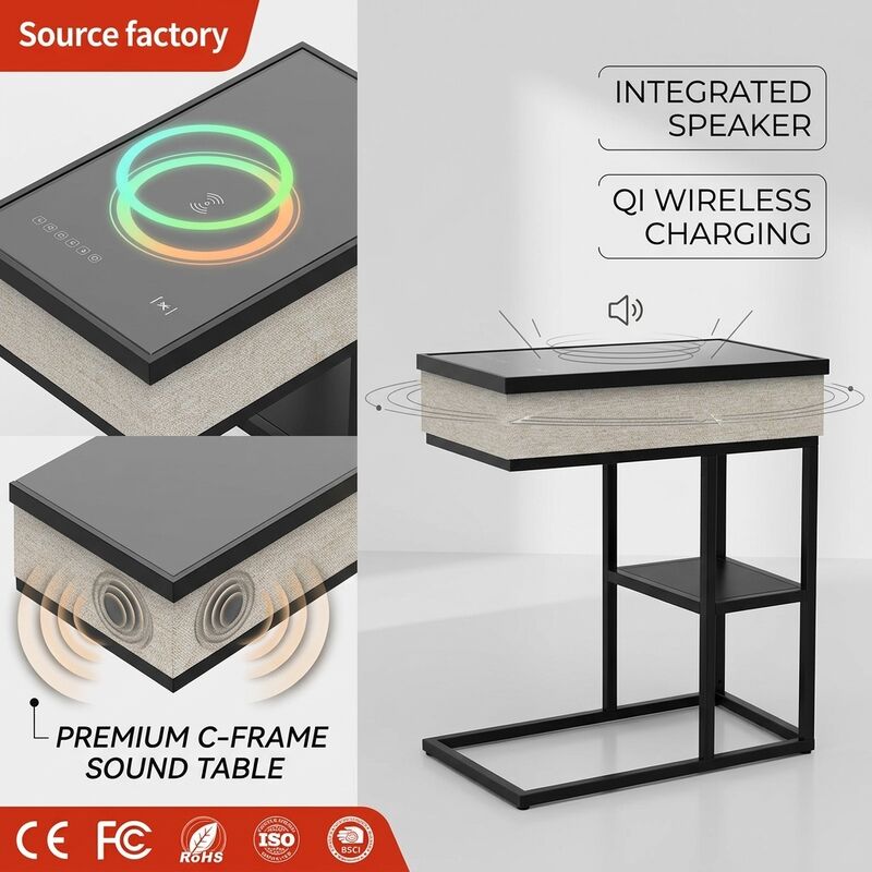 Wireless Charging Side Table ATC639 30W Door Gate Bedside Bedside Table Modern Bedroom