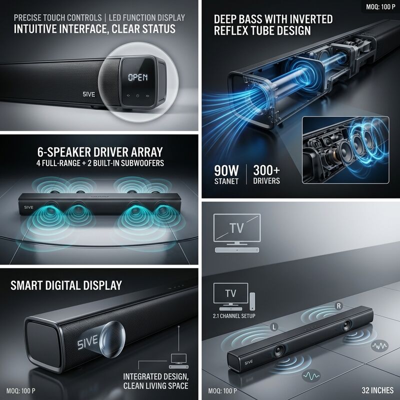 Home Theater Soundbar system ASW150-2.1UR 120W Heavy Bass Immersive Audio Cinema Sound