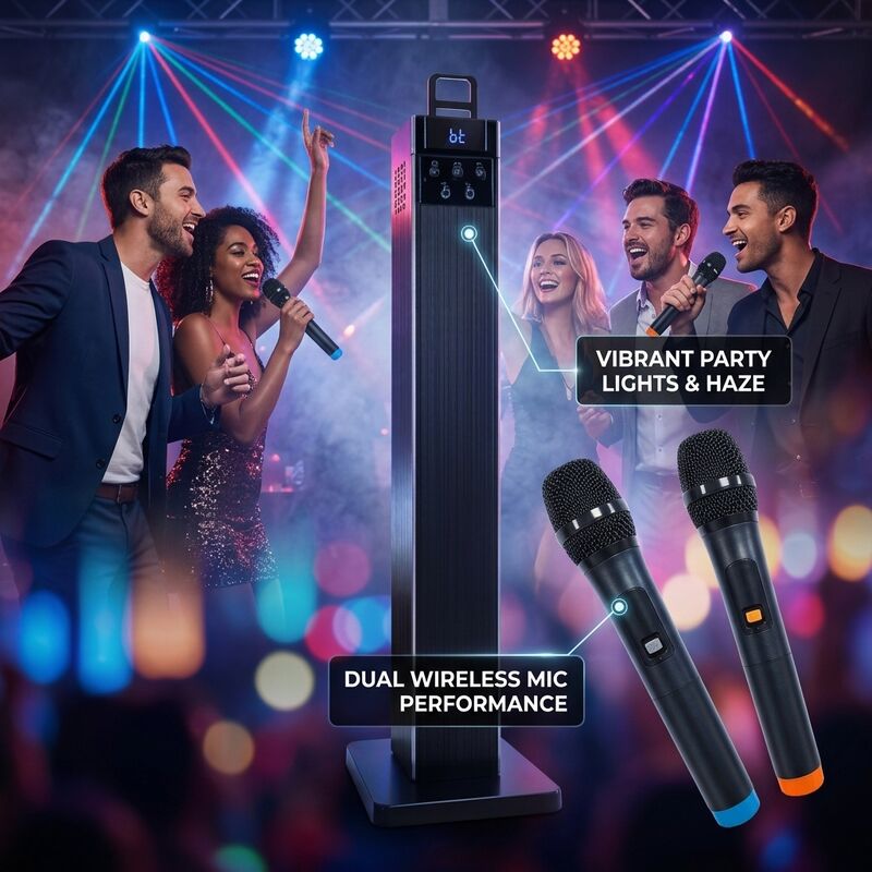 Home Karaoke Speaker AT620 80W RMS Tower Outdoor Karaoke Party Tower Design Powerful Bass