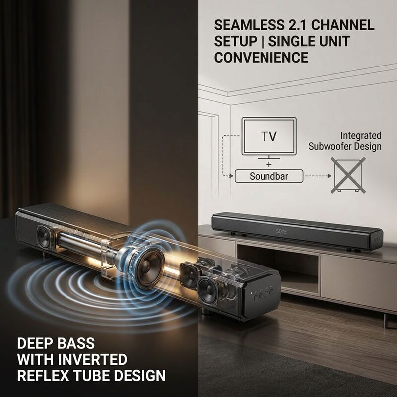 Home Theater Soundbar system ASW150-2.1UR 120W Heavy Bass Immersive Audio Cinema Sound