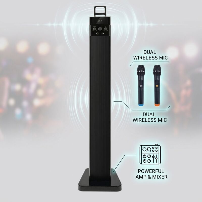 Home Karaoke Speaker AT620 80W RMS Tower Outdoor Karaoke Party Tower Design Powerful Bass