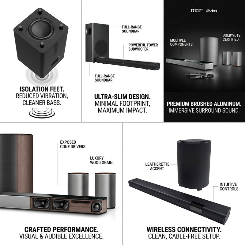 Bluetooth Soundbar With Subwoofer ASW120-2.1U 100W 5.0 Support USB Wireless Subwoofer