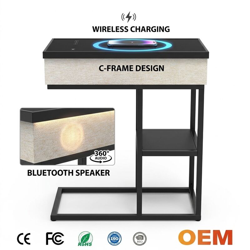 Wireless Charging Side Table ATC639 30W Door Gate Bedside Bedside Table Modern Bedroom