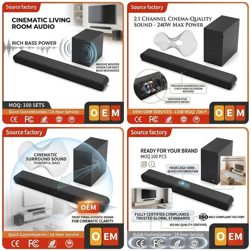 TV Soundbar Speaker ASW540-2.1 60W DSP Subwoofer Bluetooth 5.0 Home Theater Deep Bass