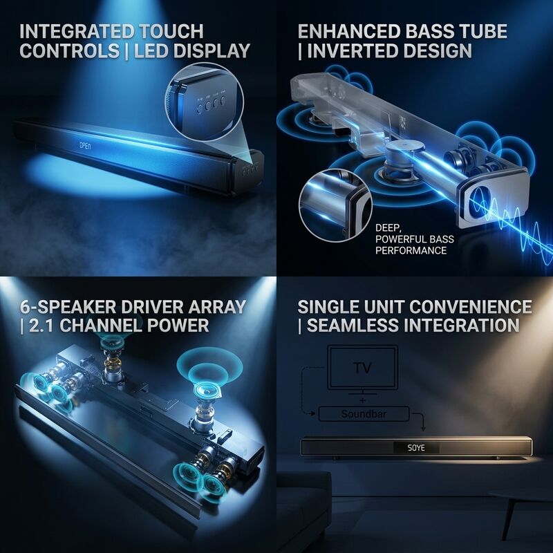 Home Theater Soundbar system ASW150-2.1UR 120W Heavy Bass Immersive Audio Cinema Sound
