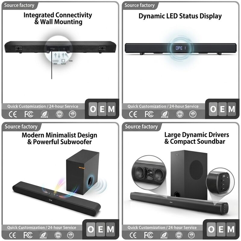 Wireless Soundbar Speaker ASW100-2.1U 100W 3D ARC Surround Sound ARC HDMI Deep Bass