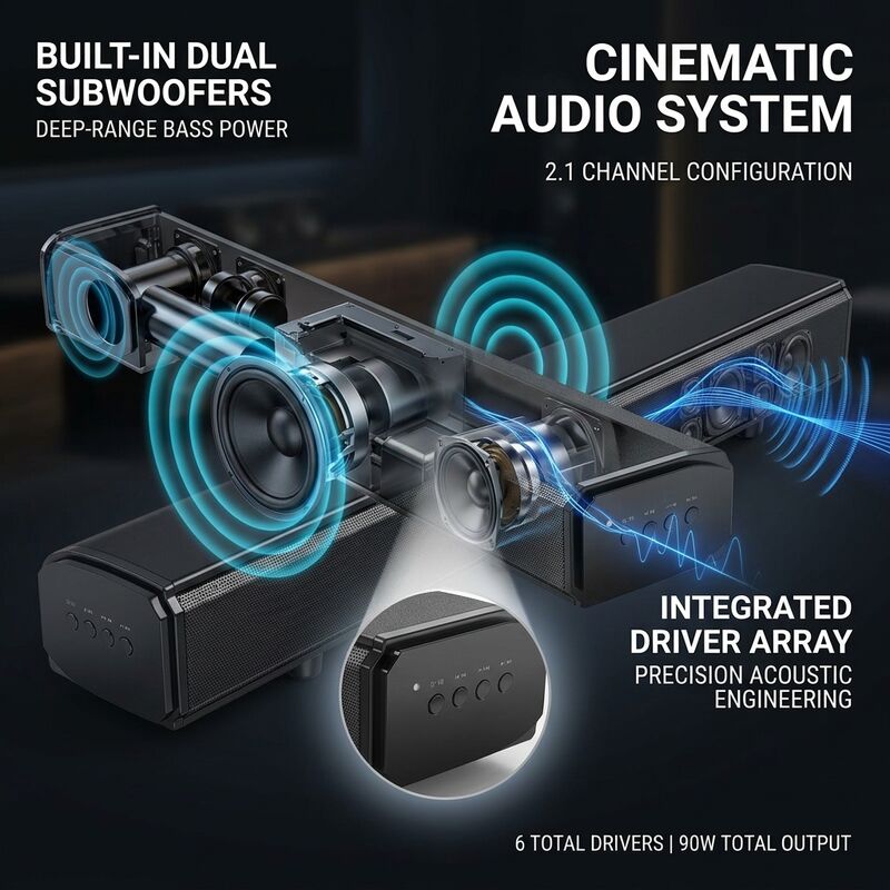 Home Theater Soundbar system ASW150-2.1UR 120W 3D 4.1 Subwoofer Heavy Bass Immersive Audio