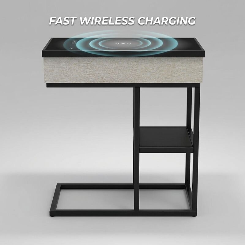 Wireless Charging Side Table A1 65W RGB LED Bedside Table Modern Bedroom Built-in Speaker