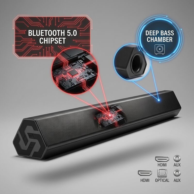 Bluetooth Soundbar Speaker AS460S-2.0 30W 44cm Short Computer Super Bass TV Audio