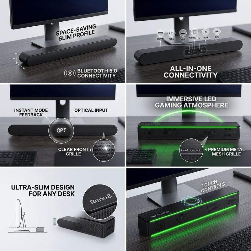 PC Soundbar Speaker AS1821 2.0 10W RGB Desktop Audio Monitor Speaker Video Calls