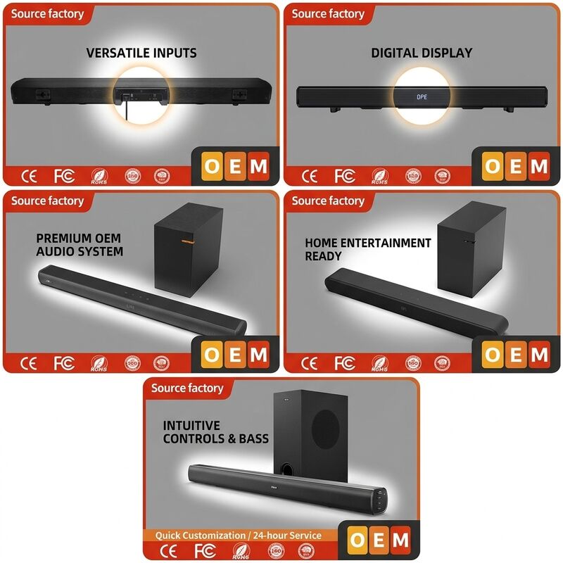 Wireless Soundbar Speaker ASW150-2.1UR 100W Subwoofer Round FM Surround Sound ARC HDMI