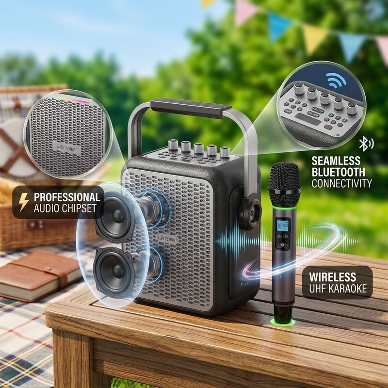 Wireless Portable Bluetooth Speaker BT448 5W Karaoke Microphone Outdoor Outdoor Party