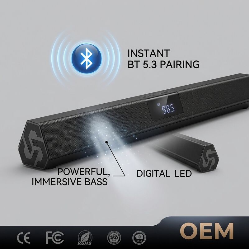 Bluetooth Soundbar Speaker AS460S-2.0 30W ARC Desktop HDMI Super Bass TV Audio Wireless Streaming