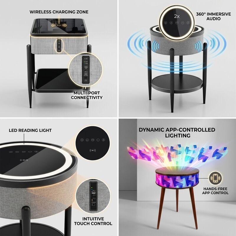 Smart Table With Speaker ATC700 30W 5.1 Charging Living Wireless Charging Modern Bedroom