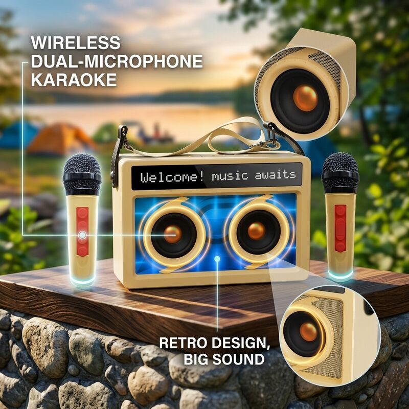Wireless Portable Bluetooth Speaker BT448 5W Karaoke Microphone Outdoor Outdoor Party