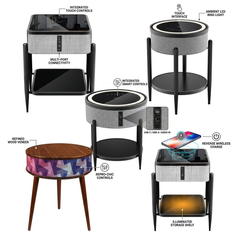 Smart Table With Speaker ATC700 30W 5.1 Charging Living Wireless Charging Modern Bedroom