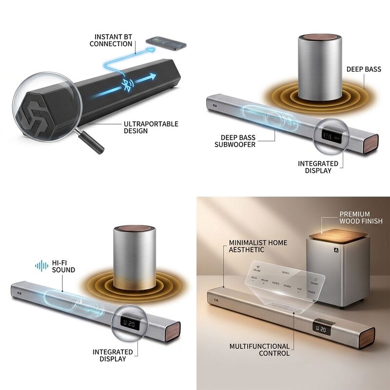 Bluetooth Soundbar Speaker AS-P1 10W 2.0 5.4 Charging Super Bass TV Audio Wireless Streaming