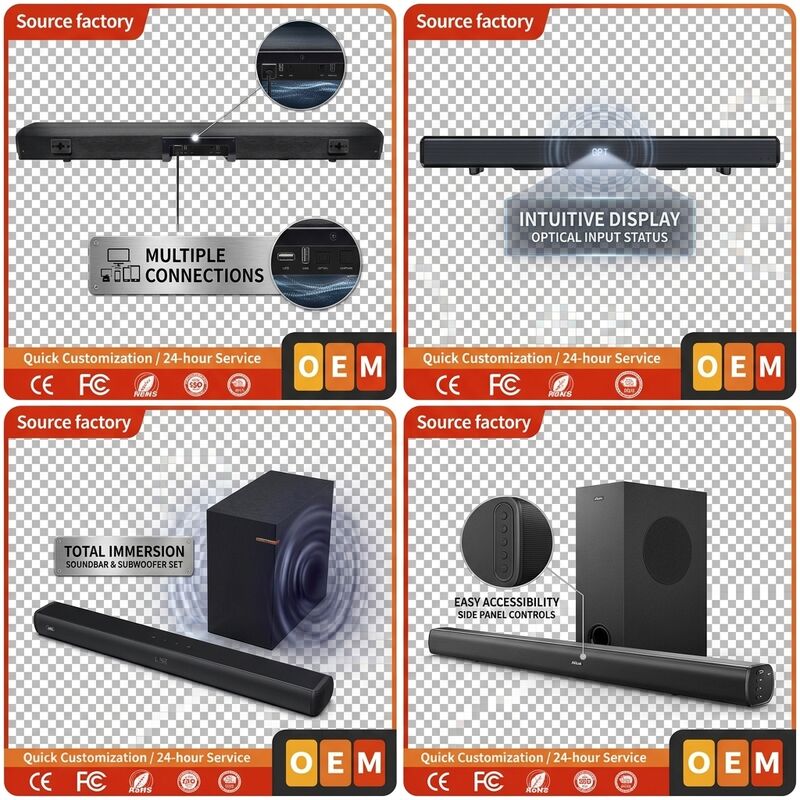 Wireless Soundbar Speaker AS510-2.1 100W Karaoke Microphone High Surround Sound ARC HDMI