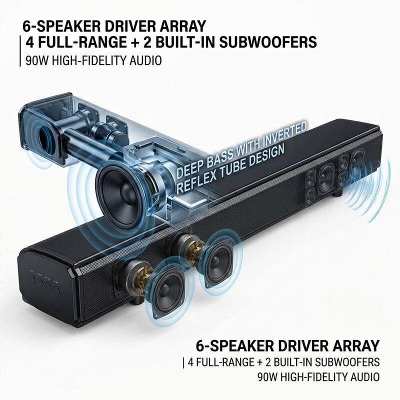 Home Theater Soundbar system ASW280-2.1U 120W Subwoofer Karaoke Heavy Bass Immersive Audio