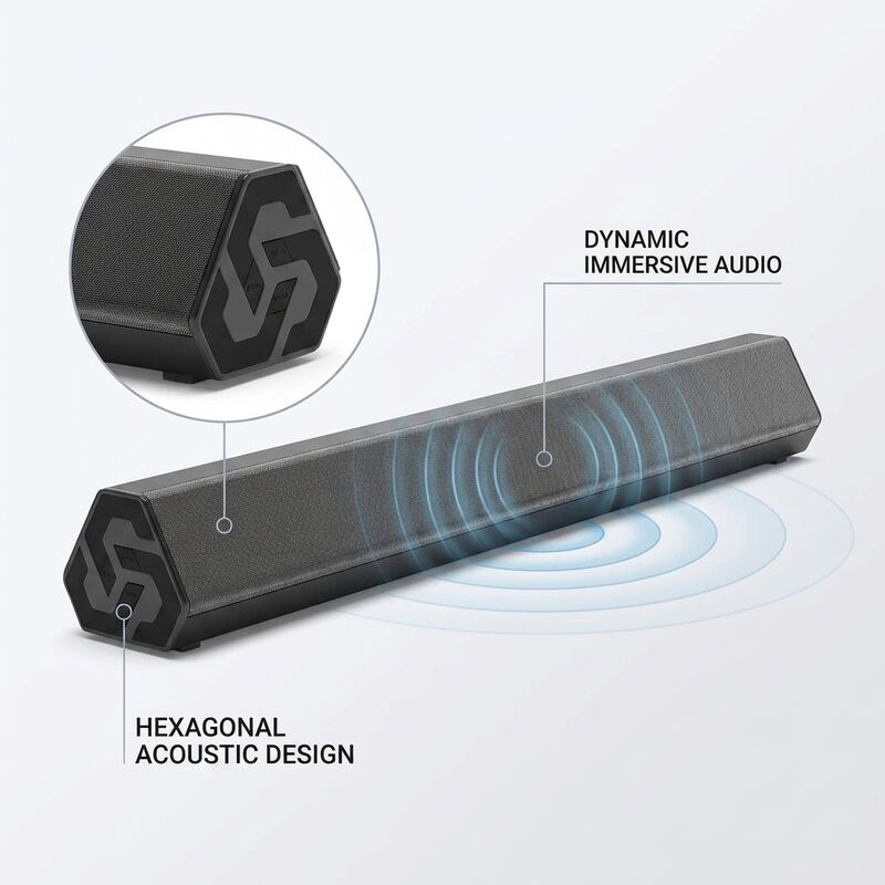 Bluetooth Soundbar Speaker AS460S-2.0 30W ARC Desktop HDMI Super Bass TV Audio Wireless Streaming